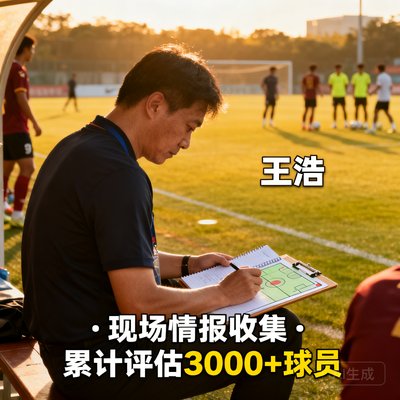 资深球探王浩，现场情报收集，累计评估3000+球员